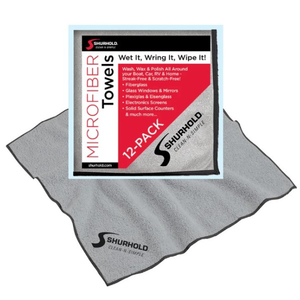 Shurhold SH294 – Microfiber Glass & Mirror Cloths, 12-pack Cleaning & Drying Cloths (Microfiber & Absorbers)