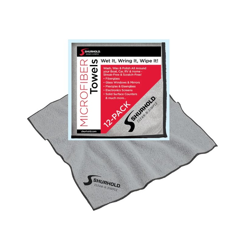 Shurhold SH294 – Microfiber Glass & Mirror Cloths, 12-pack Cleaning & Drying Cloths (Microfiber & Absorbers)