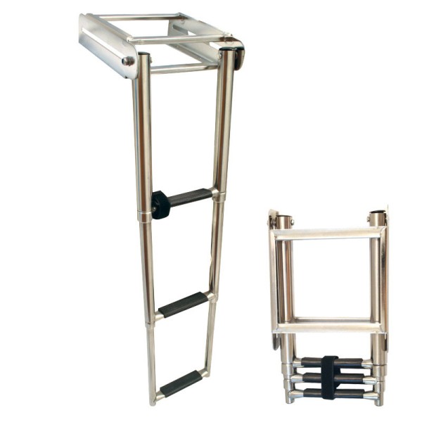 Stainless Steel Telescopic Platform Ladder with Bracket – 3 Steps, L875×W178 mm Telescopic Retractable & Folding Platform Steps
