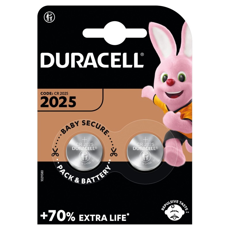 Duracell CR2025 3V Lithium Coin Batteries (2 pcs) Alkaline Batteries
