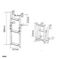 Folding ladder for transom, 1+2 steps, 250x620mm Boarding Ladders