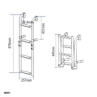 Folding ladder for transom, 1+2 steps, 250x620mm Boarding Ladders