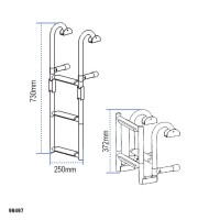 Folding Ladder for Gunwale, Inox 316, 250x730, 1+2 steps Boarding Ladders