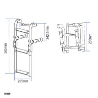 Ljestve na sklapanje, Inox 316, 205x565mm, 1+2 steps Brodske ljestve