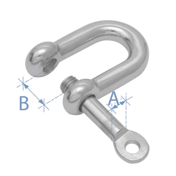 Shackle, Type D, with Locking Pin, AISI 316 Swivels
