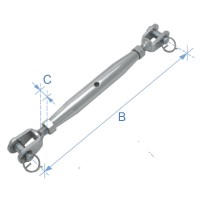Pipe Turnbuckle with Nut, Jaw & Jaw, Inox 316 Turnbuckles, Rope Clips, Pelican Hooks