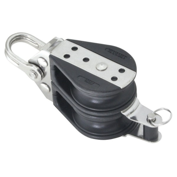 Double Ball Bearing Block with Becket Blocks for rope diam 10mm, ball bearing diam D38mm