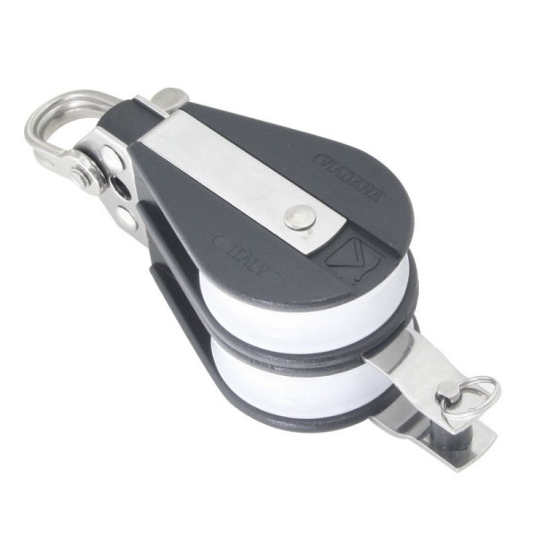 Double Ball Bearing Block with Becket Blocks for rope diam 10mm, ball bearing diam D45mm