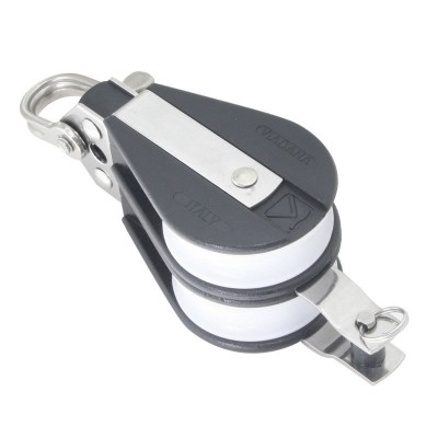 Double Ball Bearing Block with Becket Blocks for rope diam 10mm, ball bearing diam D45mm