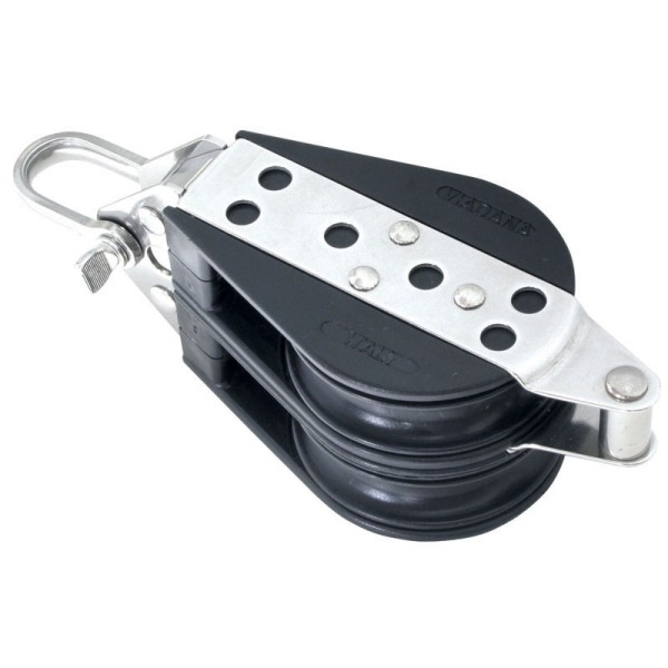 Double Ball Bearing Block with Becket Blocks for rope diam 10mm, ball bearing diam D57mm