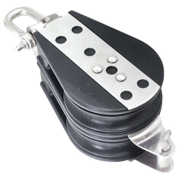 Double Ball Bearing Block with Becket Blocks for rope diam 14mm, ball bearing diam D76mm