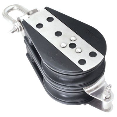 Double Ball Bearing Block with Becket Blocks for rope diam 14mm, ball bearing diam D76mm