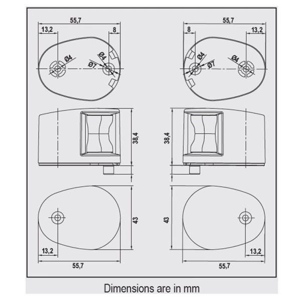 Svjetla navigacijska, crveno i zeleno 112.5°, FOS LED 12 FOS led svjetla do 12m
