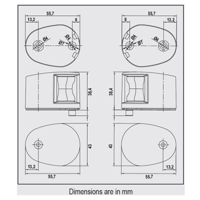 Svjetla navigacijska, crveno i zeleno 112.5°, FOS LED 12 FOS led svjetla do 12m
