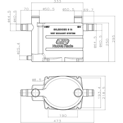 Boat Waterlock and Exhaust Silencer 9L, Oval, Black Exhaust Components and Silencers
