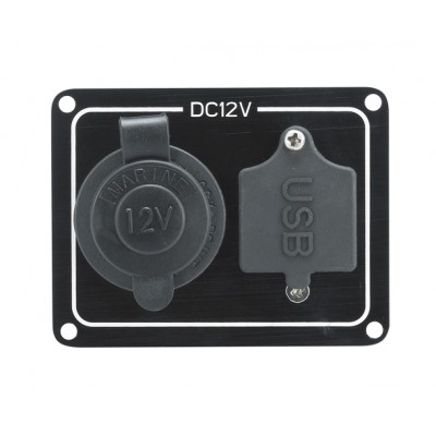 Panel s auto.utičnicom i USB 81x62mm, 12V Paneli