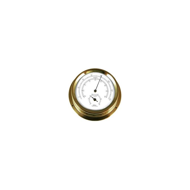 Thermo-hygrometer in polished brass housing d125m Gifts, Keychains, Clocks and Rings