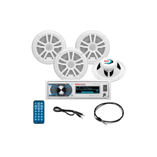 BossMarine Audio system w/ 4 speakers 4X50W, white Radio players