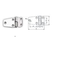 Hinge, Right with Angle, Inox 316 Hinges Inox