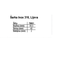 Šarka okrenuta (lijeva) 59,5x40mm, inox 316 Inox šarke