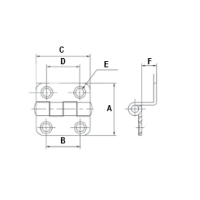 Hinge, Right with Angle, Inox 316 Hinges Inox