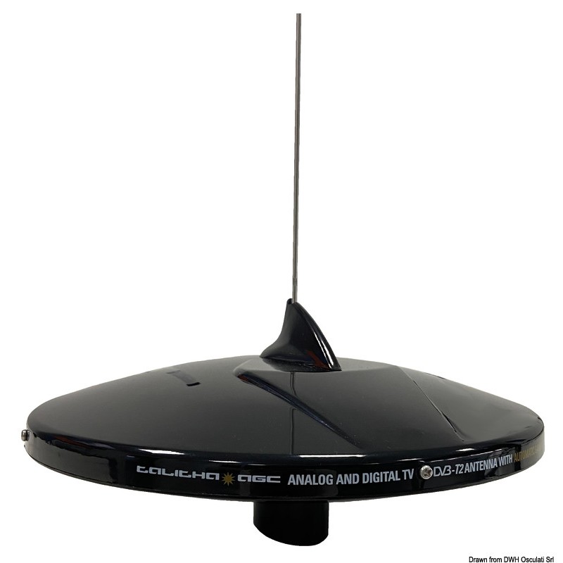 Terrestrial Omnidirectional TV Radio Antenna, with 27,5 dB Gain Average, D370/H185mm, black/white TV and Radio Antennas