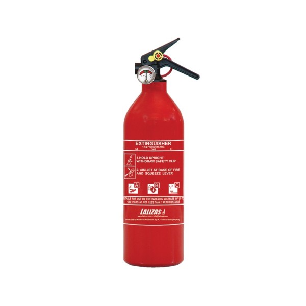 LALIZAS Dry Powder Fire Extinguisher, 1 kg, Stored Pressure, with Bracket, MED Approved Fire Extinguishers