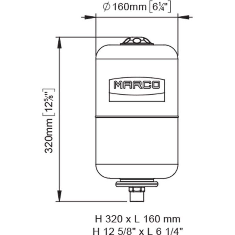 Accumulator Tank 5L, White, MARCO Pump Parts
