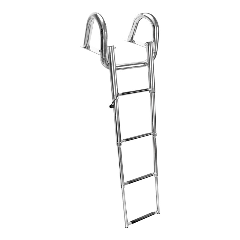 Telescopic Ladder w/Handrail, 4 steps, Inox316 Telescopic Retractable & Folding Platform Steps