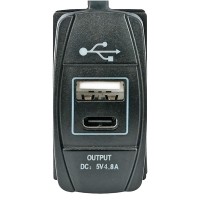 USB panel utičnica, dvostruka (USB-A + USB-C), 12/24 V, vodootporna 12V / 24V utičnice i utikači za plovila