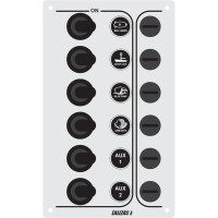 Panel SP6 “Economy”, 6 vodootpornih prekidača, INOX, 12/24 V, 100×165 mm Paneli