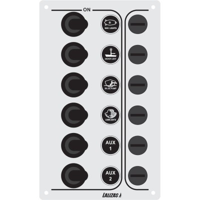 Panel SP6 “Economy”, 6 vodootpornih prekidača, INOX, 12/24 V, 100×165 mm Paneli