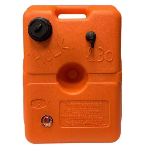HULK portable fuel tank, 30 L, red, HD polyethylene, D8 mm outlet, with fuel gauge Portable fuel tanks