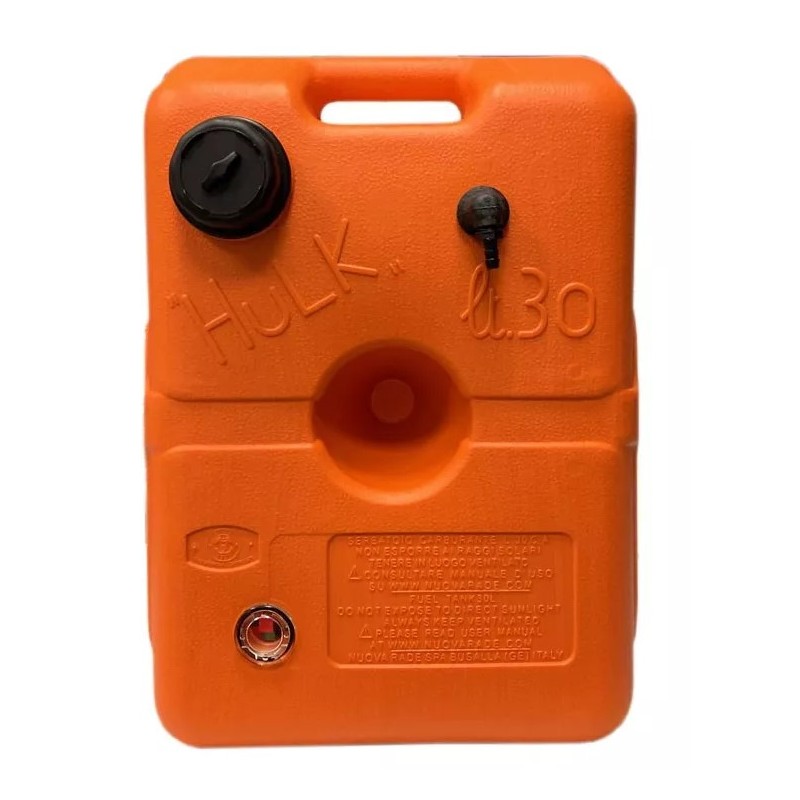 HULK portable fuel tank, 30 L, red, HD polyethylene, D8 mm outlet, with fuel gauge Portable fuel tanks