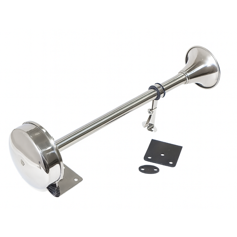 Electric stainless steel trumpet horn 12V 2.5A, 115 dB, L390 mm Boat Horns