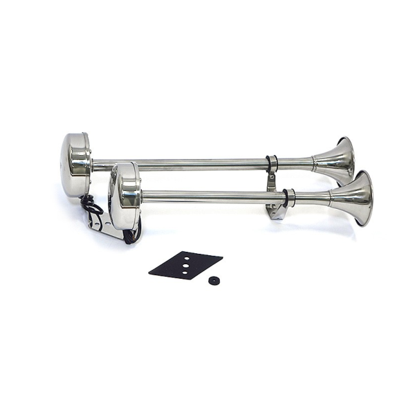 Electric stainless steel dual-tone trumpet horn 12V 4.5A, 115 dB, 450/390 mm Boat Horns