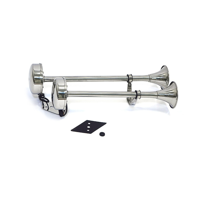 Electric stainless steel dual-tone trumpet horn 12V 4.5A, 115 dB, 450/390 mm Boat Horns