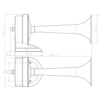 Nuova Rade electric trumpet horn 12V, 100 dB, chrome plated housing, 223 mm Boat Horns