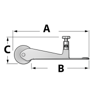 Bow Roller, Casted AISI 316 Stainless Steel with Wheel & Pin – 205x155x75mm (short) Bow Rollers