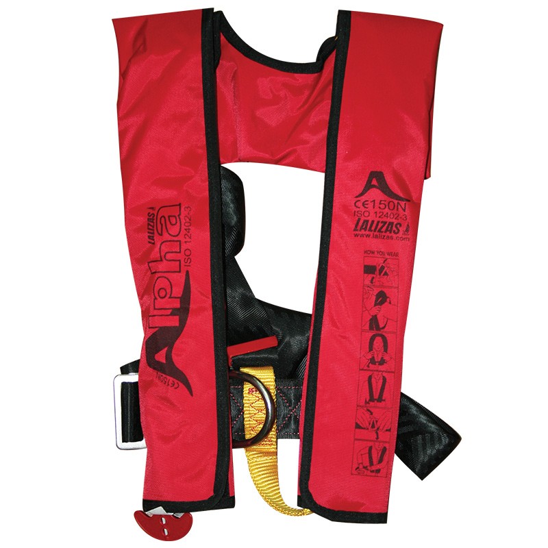 LALIZAS Alpha Inflatable Lifejacket, Auto, 170N, with Harness, Adult ISO Inflatable Lifejackets
