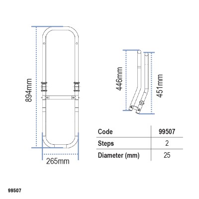Aluminium, folding ladder for inflatable boats, 2 Boarding Ladders
