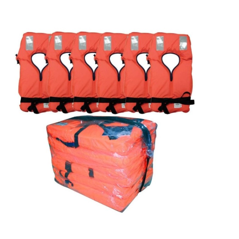 LALIZAS Set: Dry Bag + 6 Lifejackets (100N) ISO Foam Lifejackets