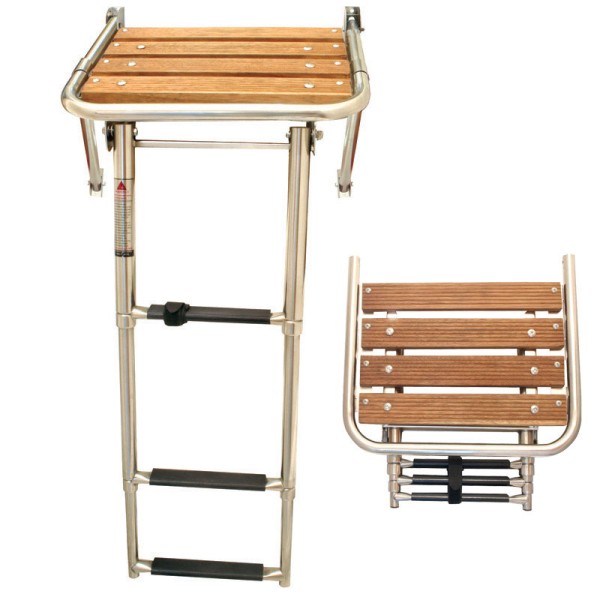Wooden Platform with Telescopic Inox 316 Ladder Platforms