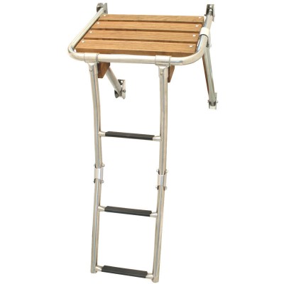 Wooden Platform with Folding Inox 316 Ladder Platforms