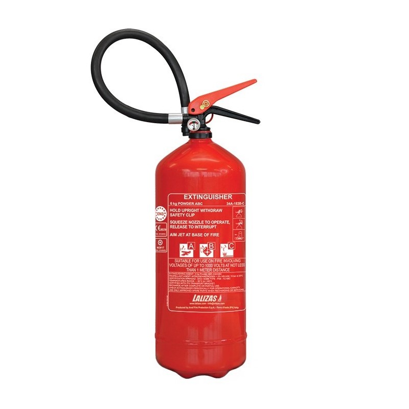 LALIZAS Dry Powder Fire Extinguisher, 6 kg, Stored Pressure, MED Approved Fire Extinguishers