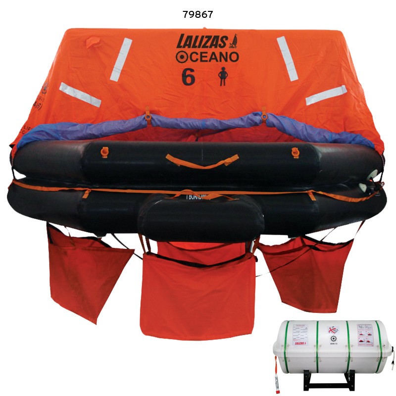 LALIZAS Liferaft SOLAS Oceano, MER, TOB Type, 8 persons, Canister (A) LALIZAS SOLAS Oceano Liferafts – Throw-overboard Type A