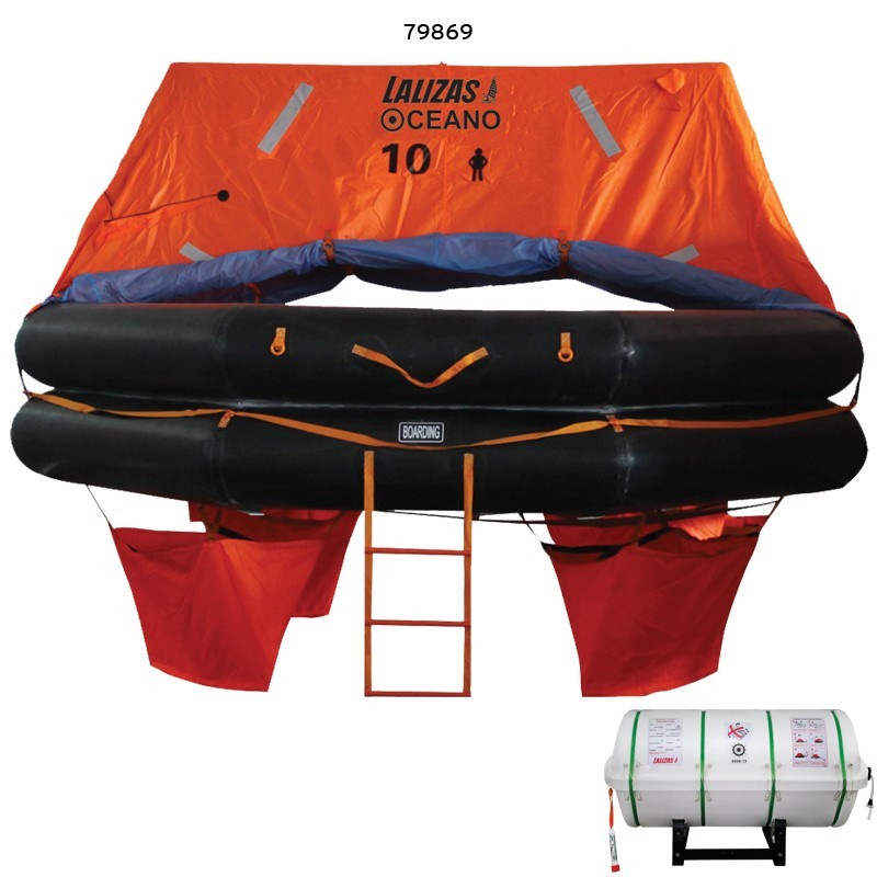 LALIZAS Liferaft SOLAS Oceano, MER, TOB Type, 10 persons, Canister (A) LALIZAS SOLAS Oceano Liferafts – Throw-overboard Type A