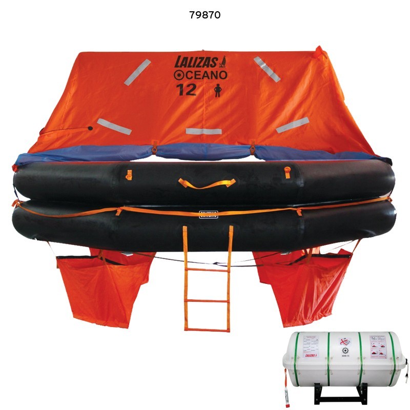 LALIZAS Liferaft SOLAS Oceano, MER, TOB Type, 12 persons, Canister (A) LALIZAS SOLAS Oceano Liferafts – Throw-overboard Type A