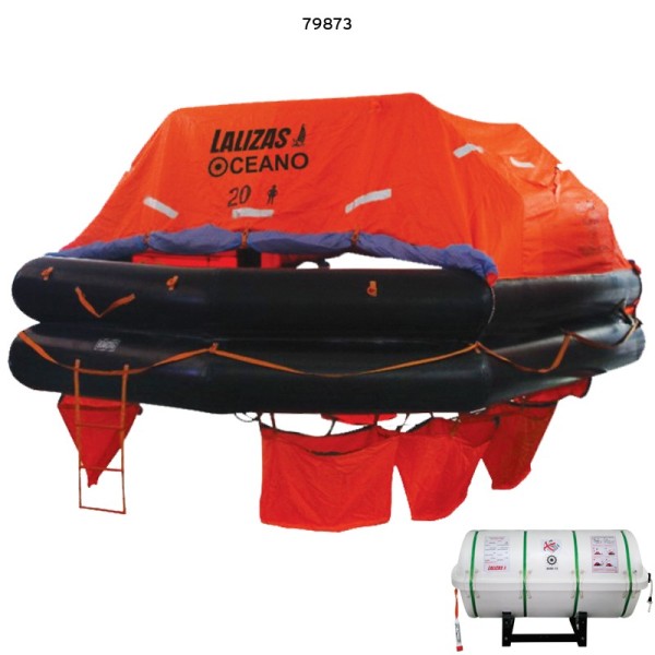 LALIZAS Liferaft SOLAS Oceano, MER, TOB Type, 20 persons, Canister (A) LALIZAS SOLAS Oceano Liferafts – Throw-overboard Type A