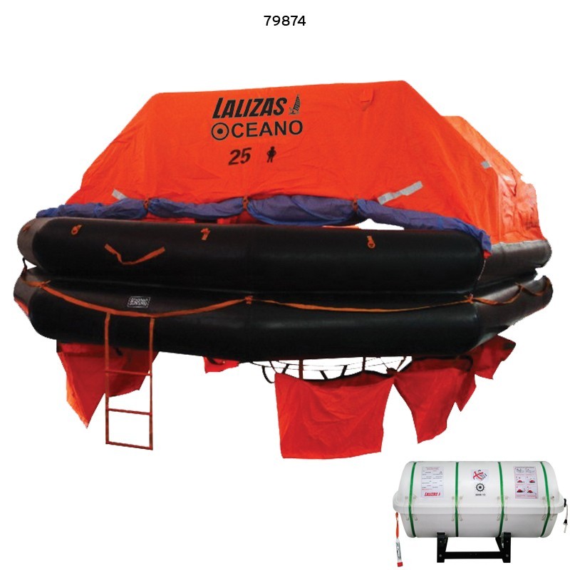 LALIZAS Liferaft SOLAS Oceano, MER, TOB Type, 25 persons, Canister (A) LALIZAS SOLAS Oceano Liferafts – Throw-overboard Type A